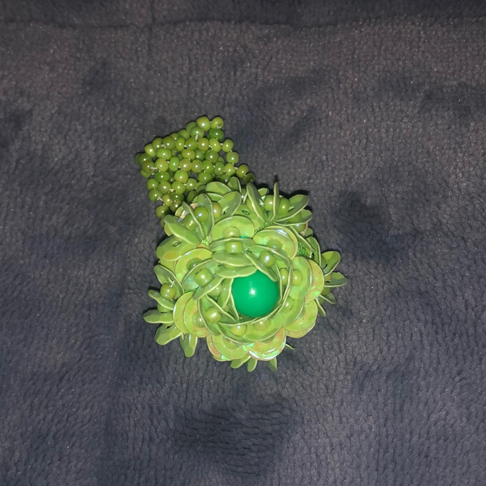 Lime green beaded ring